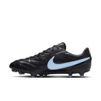 Nike Tiempo Ligera Pro Gazon Naturel Chaussures de Foot (FG) Noir Bleu Clair