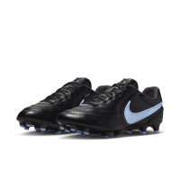 Nike Tiempo Ligera Pro Gazon Naturel Chaussures de Foot (FG) Noir Bleu Clair