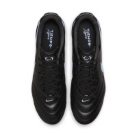 Nike Tiempo Ligera Pro Gazon Naturel Chaussures de Foot (FG) Noir Bleu Clair