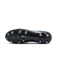 Nike Tiempo Ligera Pro Gazon Naturel Chaussures de Foot (FG) Noir Bleu Clair