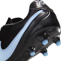 Nike Tiempo Ligera Pro Gazon Naturel Chaussures de Foot (FG) Noir Bleu Clair