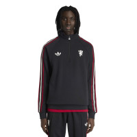 adidas Manchester United Originals Trainingstrui 1/4-Zip Zwart Wit Rood