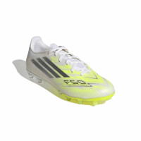 adidas F50 Sparkfusion League Low Gazon Naturel Artificiel Chaussures de Foot (MG) Femmes Blanc Gris Néon Jaune