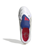 adidas Predator League FT Gazon Naturel Chaussures de Foot (FG) Enfants Blanc Argenté Bleu Rouge