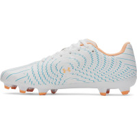 Under Armour Shadow Select 4 Gazon Naturel Chaussures de Foot (FG) Blanc Bleu Foncé Bleu Azure Orange