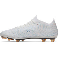 Under Armour Shadow Elite 4 Mach Chaussures de Foot Gazon Naturel (FG) Blanc Bleu Foncé Bleu Azure Orange