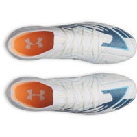 Under Armour Shadow Elite 4 Mach Chaussures de Foot Gazon Naturel (FG) Blanc Bleu Foncé Bleu Azure Orange