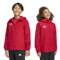Veste d'entraînement adidas Entrada 26 Allweather pour Enfants, rouge et blanc