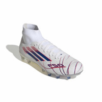 adidas F50 Sparkfusion Pro Gazon Naturel Artificiel Chaussures de Foot (MG) Femmes Blanc Bleu Rouge