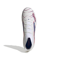 adidas F50 Sparkfusion Pro Gazon Naturel Artificiel Chaussures de Foot (MG) Femmes Blanc Bleu Rouge