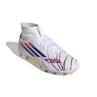 adidas F50 Sparkfusion League Gras / Kunstgras Voetbalschoenen (MG) Kids Wit Blauw Rood