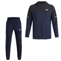 Under Armour Tech Utility Woven Trainingspak Full-Zip Kids Donkerblauw Zwart Zilver