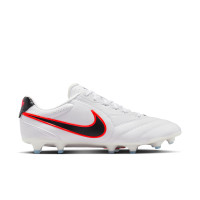 Nike Tiempo Ligera Pro Gazon Naturel Chaussures de Foot (FG) Blanc Noir Rouge Vif