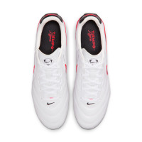 Nike Tiempo Ligera Pro Gazon Naturel Chaussures de Foot (FG) Blanc Noir Rouge Vif
