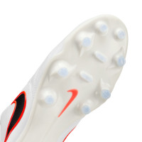 Nike Tiempo Ligera Pro Gazon Naturel Chaussures de Foot (FG) Blanc Noir Rouge Vif