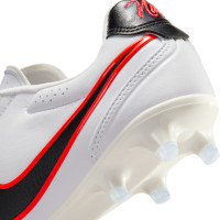 Nike Tiempo Ligera Pro Gazon Naturel Chaussures de Foot (FG) Blanc Noir Rouge Vif