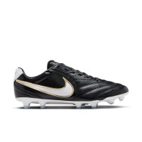 Nike Tiempo Ligera Pro Gras Voetbalschoenen (FG) Zwart Wit Goud