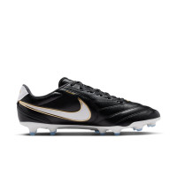 Nike Tiempo Ligera Pro Gras Voetbalschoenen (FG) Zwart Wit Goud