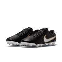 Nike Tiempo Ligera Pro Gras Voetbalschoenen (FG) Zwart Wit Goud
