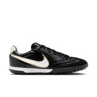 Nike Tiempo Ligera Pro Turf Voetbalschoenen (TF) Zwart Wit Goud