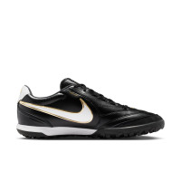 Nike Tiempo Ligera Pro Turf Voetbalschoenen (TF) Zwart Wit Goud