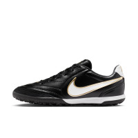 Nike Tiempo Ligera Pro Turf Voetbalschoenen (TF) Zwart Wit Goud