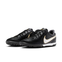 Nike Tiempo Ligera Pro Turf Voetbalschoenen (TF) Zwart Wit Goud