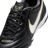 Nike Tiempo Ligera Pro Turf Voetbalschoenen (TF) Zwart Wit Goud