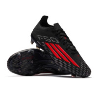 adidas F50 Pro Gras Voetbalschoenen (FG) Zwart Rood Donkergrijs