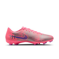 Nike Zoom Mercurial Vapor 16 Vinicius Júnior Academy Gazon Naturel Artificiel Chaussures de Foot (MG) Rose Vif Mauve Argenté