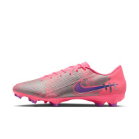 Nike Zoom Mercurial Vapor 16 Vinicius Júnior Academy Gazon Naturel Artificiel Chaussures de Foot (MG) Rose Vif Mauve Argenté
