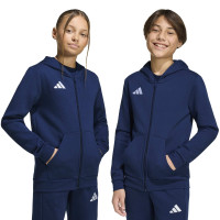 Survêtement Adidas Entrada 26 à fermeture éclair intégrale pour Enfants, bleu foncé et blanc