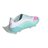 adidas F50 Messi Elite Gazon Naturel Chaussures de Foot (FG) Blanc Turquoise Rose