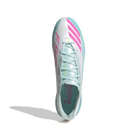 adidas F50 Messi Elite Gazon Naturel Chaussures de Foot (FG) Blanc Turquoise Rose