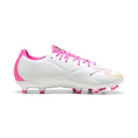 PUMA King 20 Match Gras / Kunstgras Voetbalschoenen (MG) Kids Wit Felroze Blauw Geel