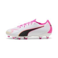 PUMA King 20 Match Gras / Kunstgras Voetbalschoenen (MG) Kids Wit Felroze Blauw Geel