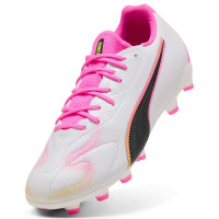 PUMA King 20 Match Gras / Kunstgras Voetbalschoenen (MG) Kids Wit Felroze Blauw Geel