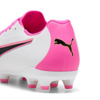 PUMA King 20 Match Gras / Kunstgras Voetbalschoenen (MG) Kids Wit Felroze Blauw Geel