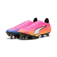 PUMA Ultra 6 Ultimate Carbon Gazon Naturel Chaussures de Foot (FG) Rose Vif Bleu Jaune