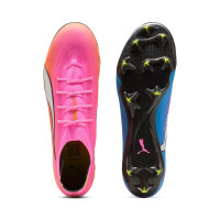 PUMA Ultra 6 Ultimate Carbon Gazon Naturel Chaussures de Foot (FG) Rose Vif Bleu Jaune