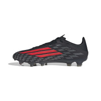adidas F50 Pro Gazon Naturel Chaussures de Foot (FG) Noir Rouge Gris Foncé