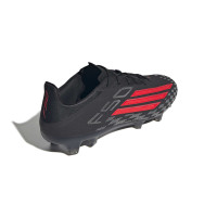 adidas F50 Pro Gazon Naturel Chaussures de Foot (FG) Noir Rouge Gris Foncé