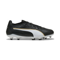PUMA King 20 Ultimate Gras Voetbalschoenen (FG) Zwart Wit Goud