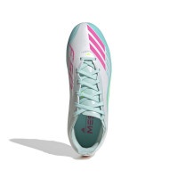 adidas F50 Messi Elite Gazon Naturel Chaussures de Foot (FG) Enfants Blanc Turquoise Rose