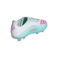 adidas F50 Messi Elite Gazon Naturel Chaussures de Foot (FG) Enfants Blanc Turquoise Rose