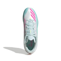 adidas F50 Messi League Gazon Naturel Artificiel Chaussures de Foot (MG) Enfants Blanc Turquoise Rose