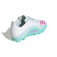 adidas F50 Messi Club Gazon Naturel Artificiel Chaussures de Foot (MG) Enfants Blanc Turquoise Rose