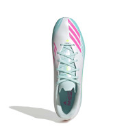 adidas F50 Messi League Gazon Naturel Artificiel Chaussures de Foot (MG) Blanc Turquoise Rose