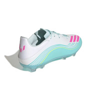 adidas F50 Messi League Gazon Naturel Artificiel Chaussures de Foot (MG) Blanc Turquoise Rose