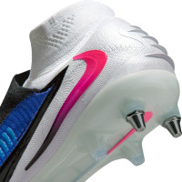 Nike Phantom 6 High Elite Crampons Vissés Chaussures de Foot (SG) Bleu Blanc Rose Vif